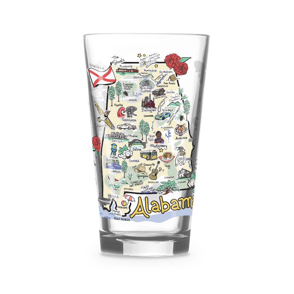 Fishkiss Alabama 16oz Glass