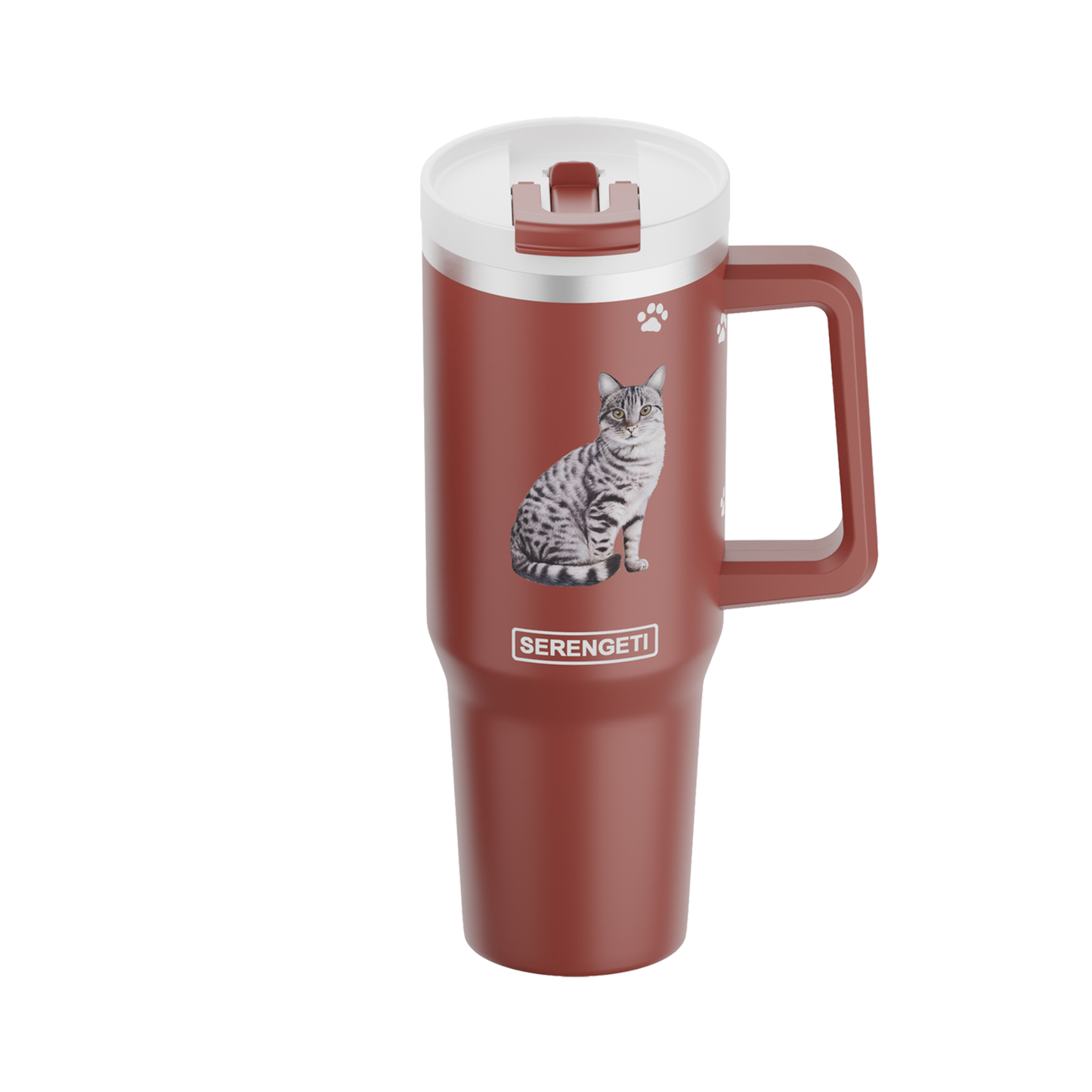 40oz Silver Tabby Cat Tumbler- 3D Printed - Vacuum Insulated