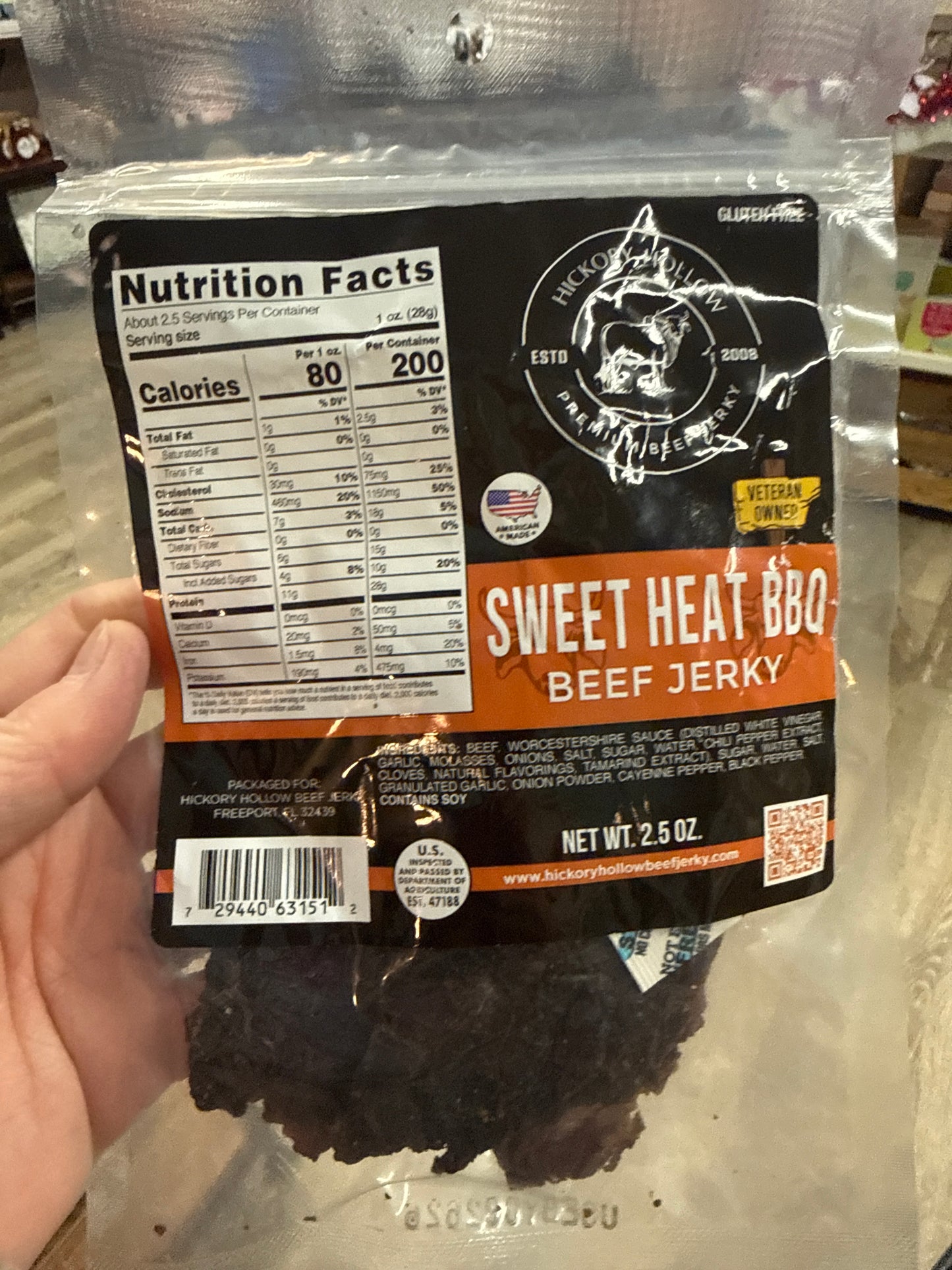 Hickory Hollow Sweet Heat BBQ Beef Jerky