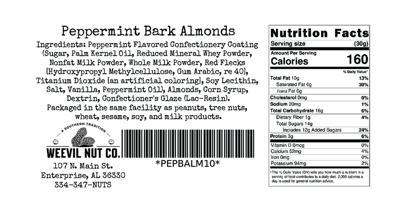 Peppermint Bark Almonds 10 oz