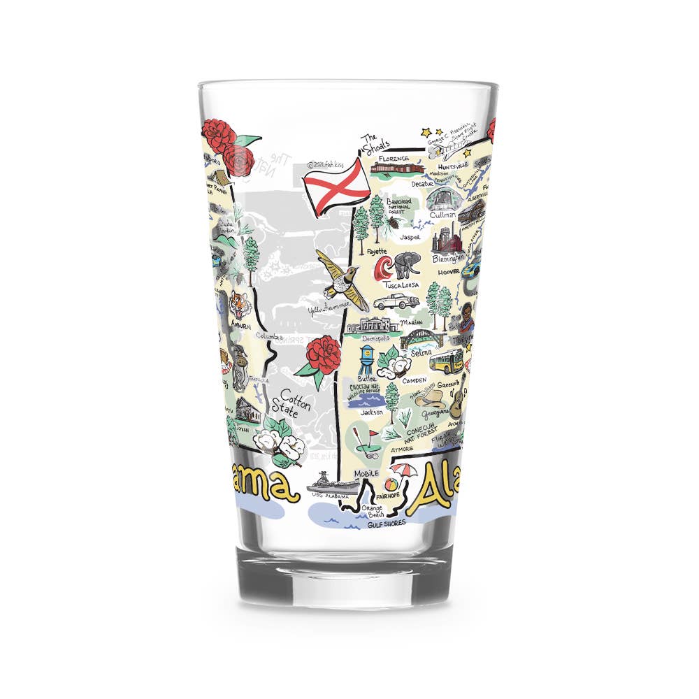 Fishkiss Alabama 16oz Glass