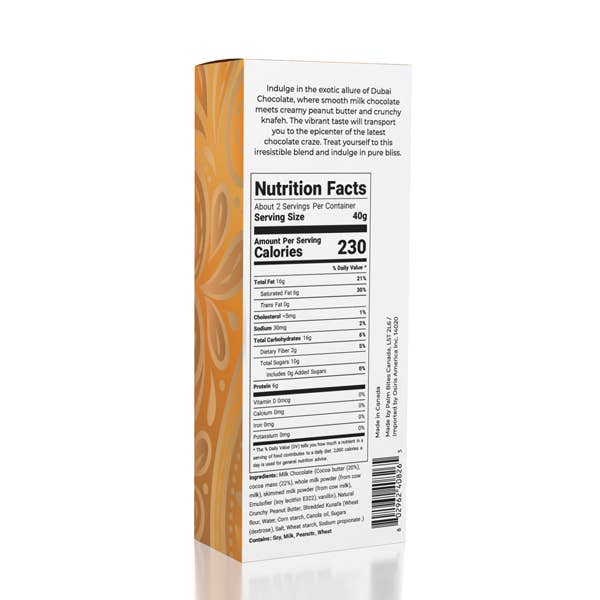 Dubai Chocolate Bar Peanut Butter by Oasis Treasures 2.65oz