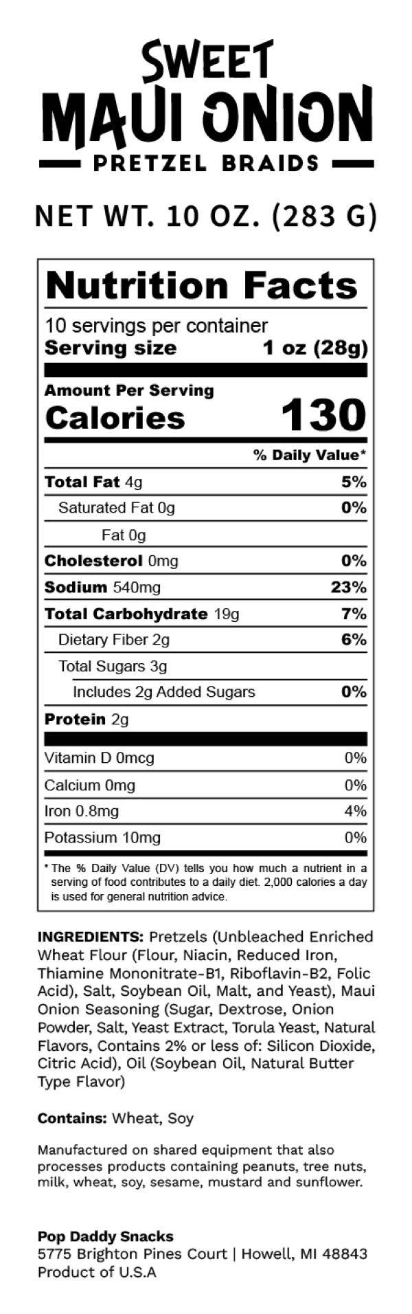 Sweet Maui Onion
Seasoned Pretzels(limited edtion) 10oz