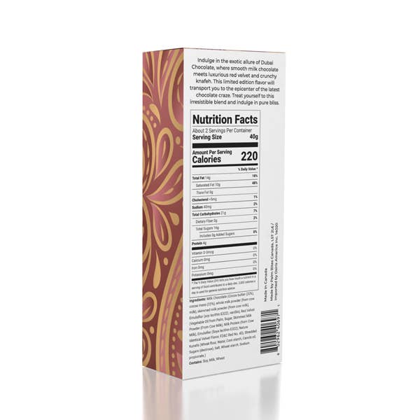 Dubai Chocolate Bar Limited Edition Red Velvet by Oasis Treasures (75g)